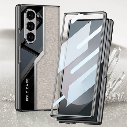 For Samsung Galaxy Z Fold6 GKK Integrated Plating TPU + Leather Supercar Full Coverage Phone Case(Carbon Fiber) - Galaxy Z Fold6 5G Cases by GKK | Online Shopping UK | buy2fix