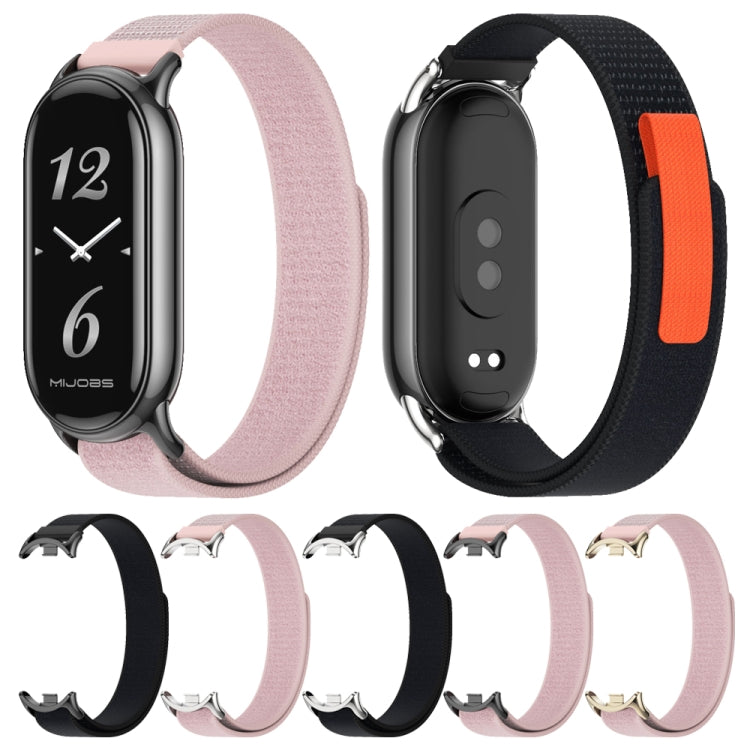 For Xiaomi Smart Band 9 / 8 MIJOBS Nylon Watch Band Wristband(Pink Black) - Watch Bands by MIJOBS | Online Shopping UK | buy2fix