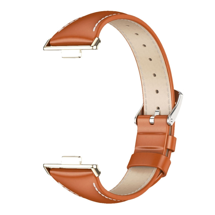 For Huawei Watch Fit3 MIJOBS Slim Genuine Leather Watch Band(Orange Light Gold) - Watch Bands by MIJOBS | Online Shopping UK | buy2fix