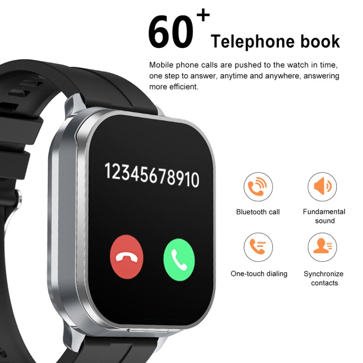 D8 Pro 2.01 inch 2 in 1 Bluetooth Earphone Silicone Strap Smart Watch, Support NFC with Cover(Black) - Smart Watches by buy2fix | Online Shopping UK | buy2fix