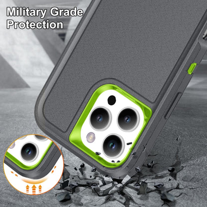 For iPhone 16 Pro Max Rugged PC + Silicone Phone Case with Holder(Grey+Fresh Green) - iPhone 16 Pro Max Cases by buy2fix | Online Shopping UK | buy2fix