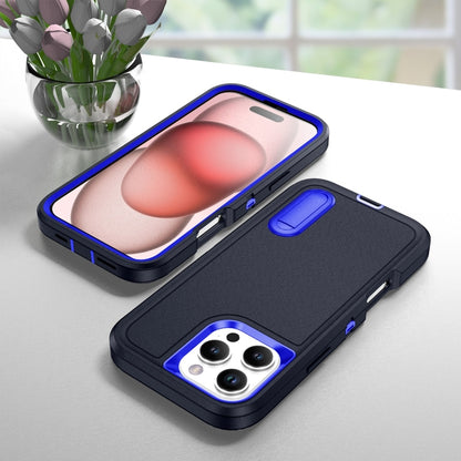 For iPhone 16 Pro Max Rugged PC + Silicone Phone Case with Holder(Dark Blue+Royal Blue) - iPhone 16 Pro Max Cases by buy2fix | Online Shopping UK | buy2fix