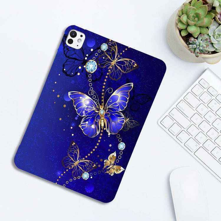 For iPad Pro 11 2024 Color Painting Pattern Smart Tablet TPU Case(Blue Butterfly) - iPad Pro 11 2024 Cases by buy2fix | Online Shopping UK | buy2fix