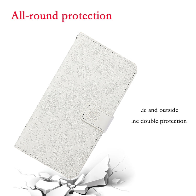 For Samsung Galaxy S25 5G Ethnic Style Embossed Pattern Leather Phone Case(White) - Galaxy S25 5G Cases by buy2fix | Online Shopping UK | buy2fix