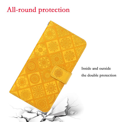 For Samsung Galaxy S25 Ultra 5G Ethnic Style Embossed Pattern Leather Phone Case(Yellow) - Galaxy S25 Ultra 5G Cases by buy2fix | Online Shopping UK | buy2fix