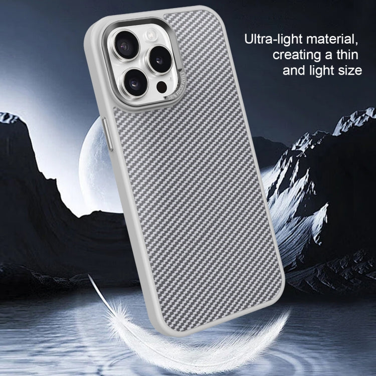 For iPhone 15 Plus Carbon Fiber Texture MagSafe Magnetic Shockproof Phone Case(Grey) - iPhone 15 Plus Cases by buy2fix | Online Shopping UK | buy2fix