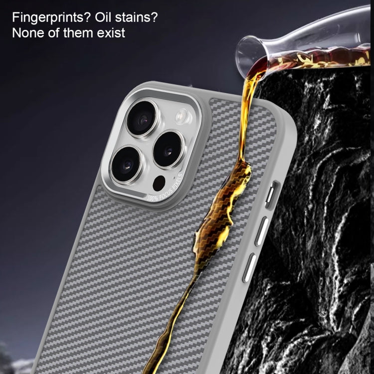 For iPhone 15 Pro Max Carbon Fiber Texture MagSafe Magnetic Shockproof Phone Case(Grey) - iPhone 15 Pro Max Cases by buy2fix | Online Shopping UK | buy2fix