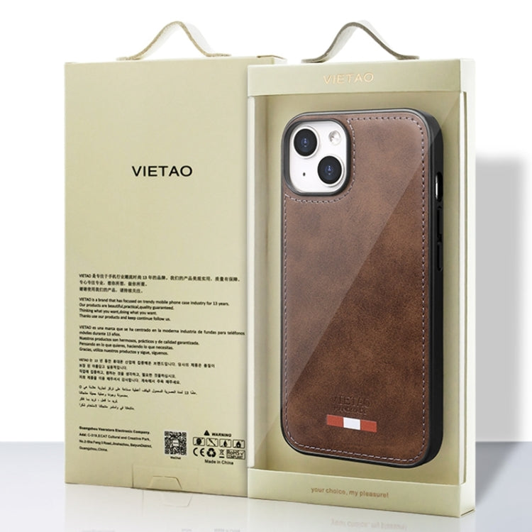 For iPhone 15 Pro Max VIETAO Plain Leather Stitching PU Phone Case(Green) - iPhone 15 Pro Max Cases by VIETAO | Online Shopping UK | buy2fix