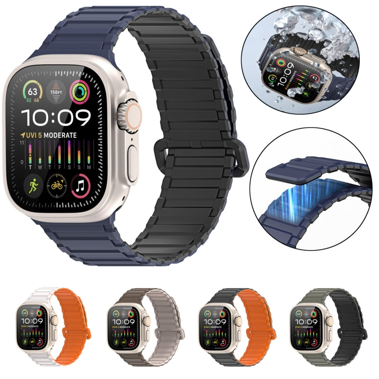 For Apple Watch SE 2023 44mm DUX DUCIS KJ Series Magnetic Buckle Silicone Watch Band(Black Orange) - Watch Bands by DUX DUCIS | Online Shopping UK | buy2fix