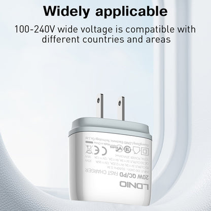 LDNIO Q229 QC3.0 / PD20W USB + Type-C Fast Charger with 1m USB to 8 Pin Cable, Plug Type:UK Plug(White) - USB Charger by LDNIO | Online Shopping UK | buy2fix