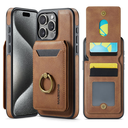 For iPhone 15 Pro DG.MING K1 MagSafe Detachable Wallet RFID Back Cover Phone Case(Brown) - iPhone 15 Pro Cases by DG.MING | Online Shopping UK | buy2fix