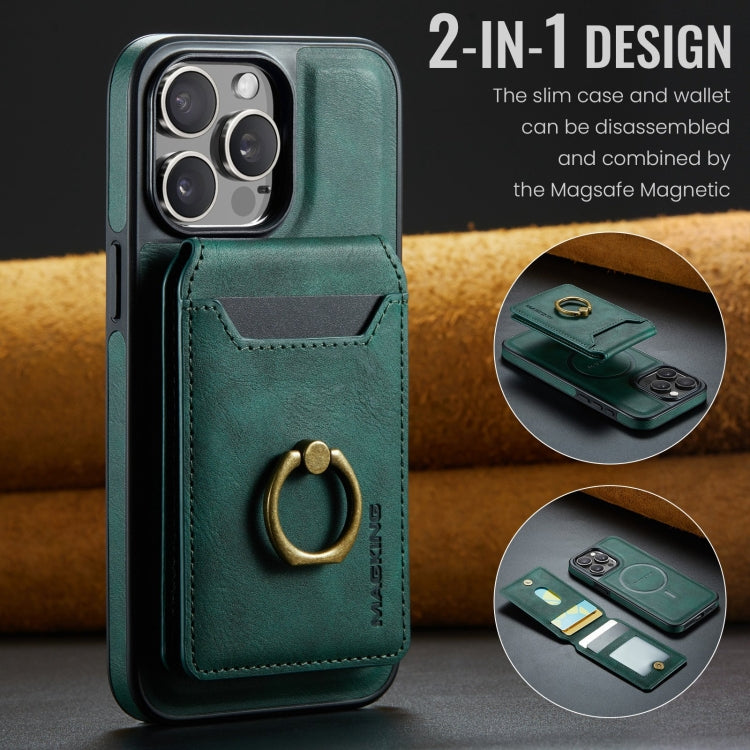 For iPhone 15 Plus DG.MING K1 MagSafe Detachable Wallet RFID Back Cover Phone Case(Green) - iPhone 15 Plus Cases by DG.MING | Online Shopping UK | buy2fix