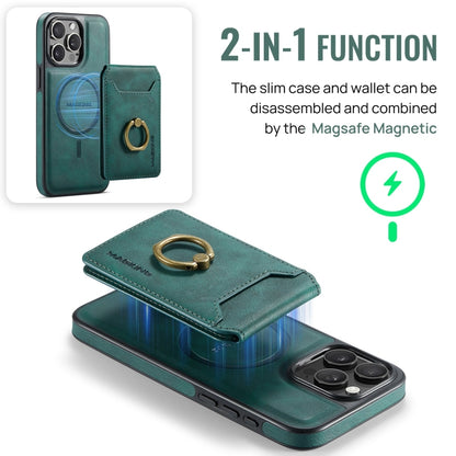 For iPhone 14 Plus DG.MING K1 MagSafe Detachable Wallet RFID Back Cover Phone Case(Green) - iPhone 14 Plus Cases by DG.MING | Online Shopping UK | buy2fix