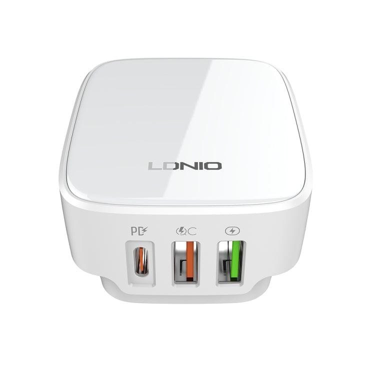 LDNIO Q334 32W Type-C + Dual USB Port Charger with 1m USB-C / Type-C to 8 Pin Data Cable, Plug Type:US Plug(White) - USB Charger by LDNIO | Online Shopping UK | buy2fix