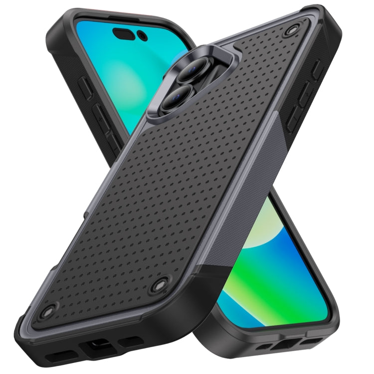 For iPhone 16 Plus PC + TPU Shockproof Protective Phone Case(Grey+Black) - iPhone 16 Plus Cases by buy2fix | Online Shopping UK | buy2fix