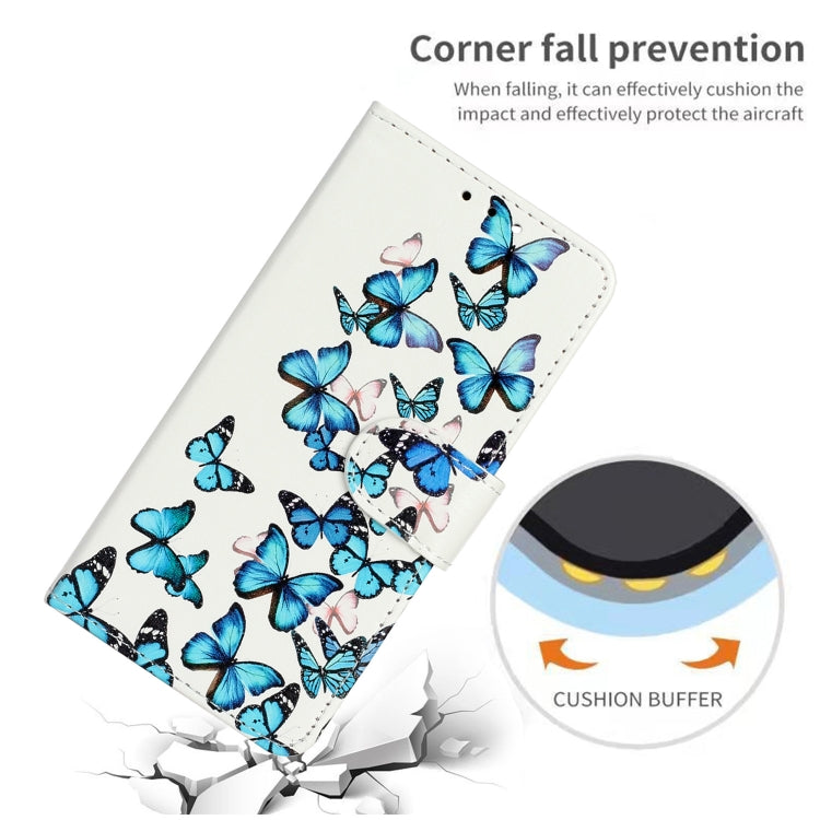 For iPhone 16 Pro Max Colored Drawing Marble Pattern Leather Phone Case(Little Blue Butterflies) - iPhone 16 Pro Max Cases by buy2fix | Online Shopping UK | buy2fix