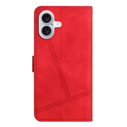 For iPhone 16 Skin-feel Stitching Leather Phone Case(Red) - iPhone 16 Cases by buy2fix | Online Shopping UK | buy2fix