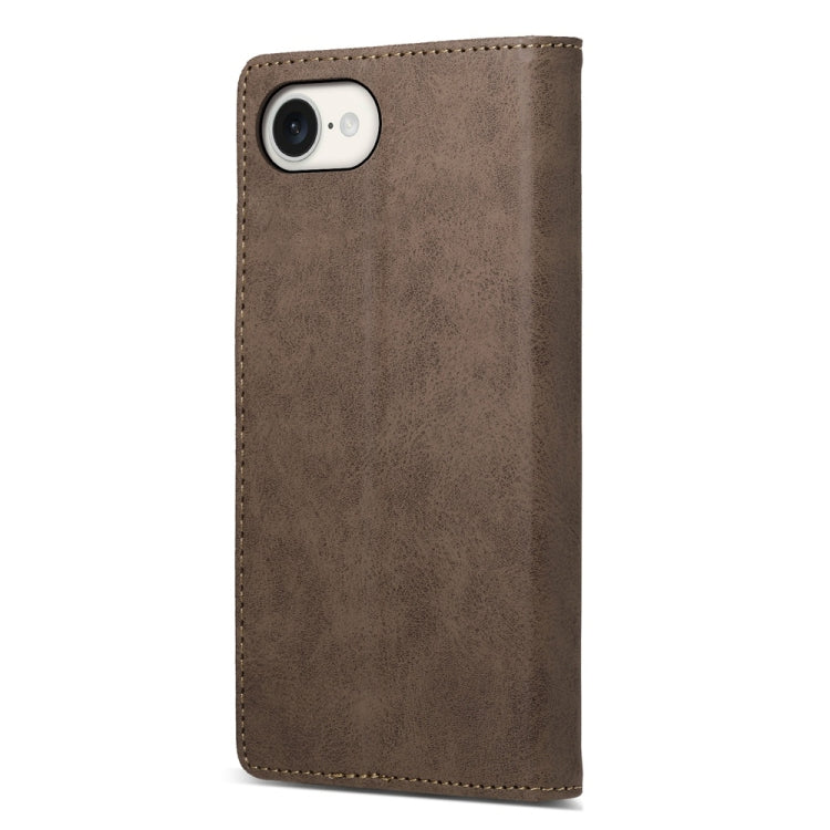 For iPhone 16e Business Solid Color Magnetic RFID Leather Phone Case(Brown) - iPhone 16e Cases by buy2fix | Online Shopping UK | buy2fix