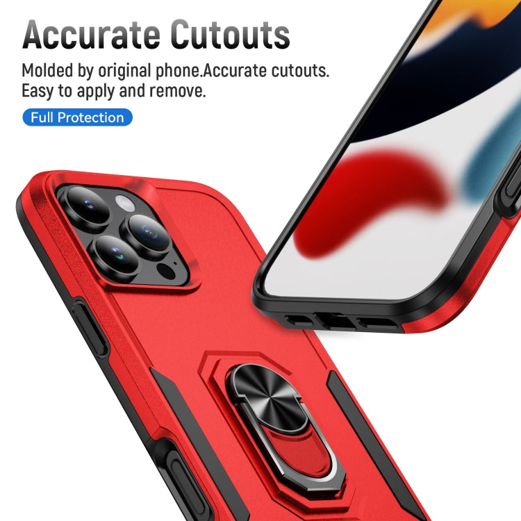 For iPhone 16 Pro Pioneer Armor Heavy Duty PC + TPU Phone Case with Holder(Red+Black) - iPhone 16 Pro Cases by buy2fix | Online Shopping UK | buy2fix