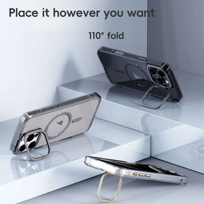 For iPhone 16 Frosted Crystal Clear Lens Holder MagSafe Magnetic Phone Case(Transparent Black) - iPhone 16 Cases by buy2fix | Online Shopping UK | buy2fix