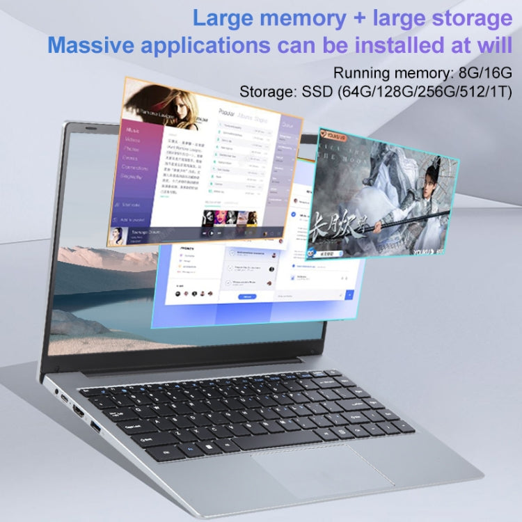 14 inch Windows 11 Laptop, 8GB+256GB, Gen 5th Intel Core i3 CPU, 180 Degree Rotation Axis(Silver) - Others by buy2fix | Online Shopping UK | buy2fix