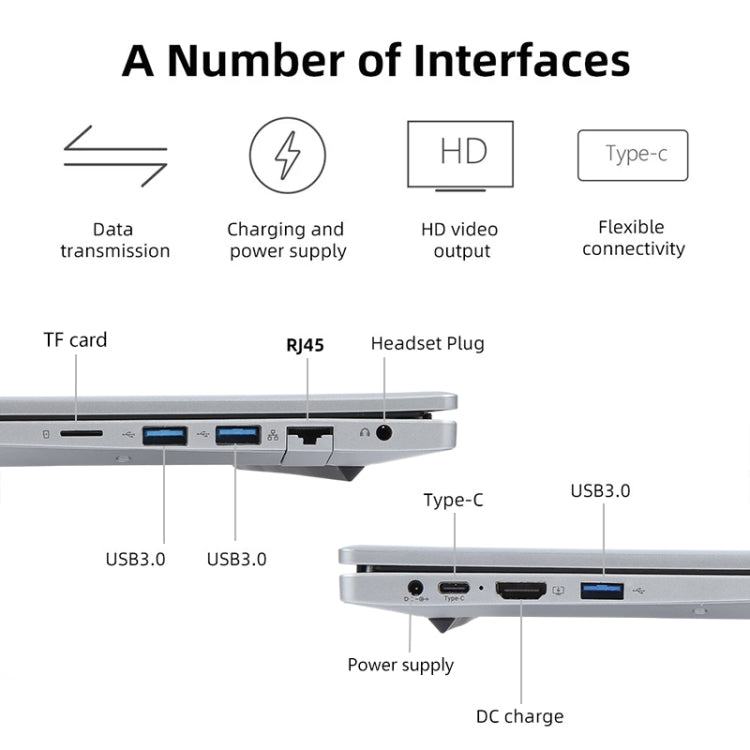 14 inch Windows 11 Laptop, 16GB+1TB, Gen 5th Intel Core i7 CPU, 180 Degree Rotation Axis(Silver) - Others by buy2fix | Online Shopping UK | buy2fix