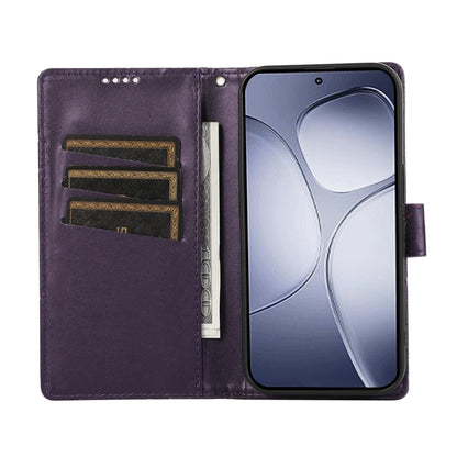 For Redmi K70 Ultra PU Genuine Leather Texture Embossed Line Phone Case(Purple) - Xiaomi Cases by buy2fix | Online Shopping UK | buy2fix