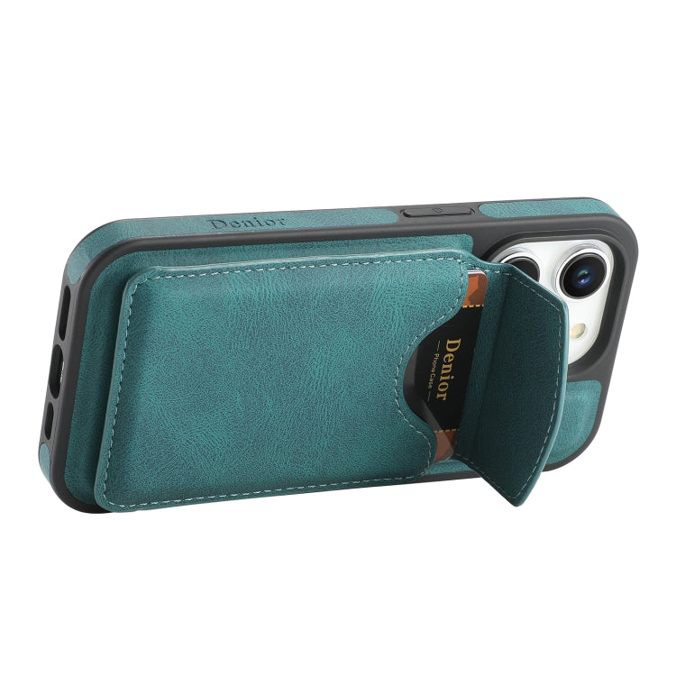 For iPhone 15 Pro Max Denior D20 Skin Feel MagSafe Holder Detachable Card Slot Phone Case(Blue) - iPhone 15 Pro Max Cases by Denior | Online Shopping UK | buy2fix