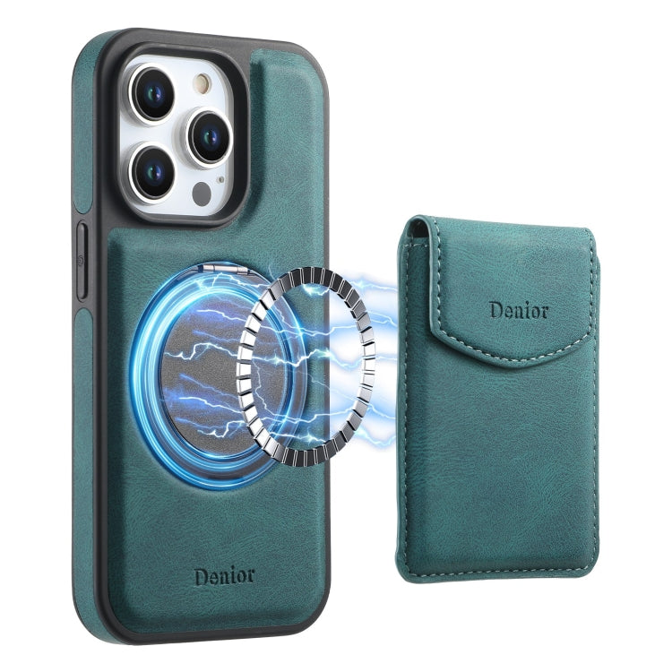 For iPhone 15 Pro Denior D20 Skin Feel MagSafe Holder Detachable Card Slot Phone Case(Blue) - iPhone 15 Pro Cases by Denior | Online Shopping UK | buy2fix