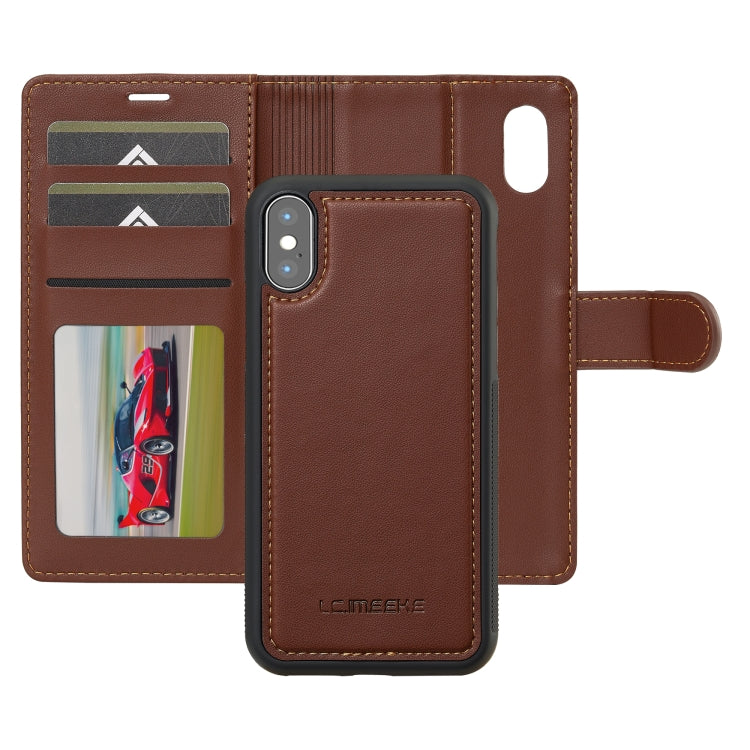 For iPhone XS Max LC.IMEEKE L2 Series Detachable Magsafe PU Phone Case with Lanyard(Brown) - More iPhone Cases by LC.IMEEKE | Online Shopping UK | buy2fix