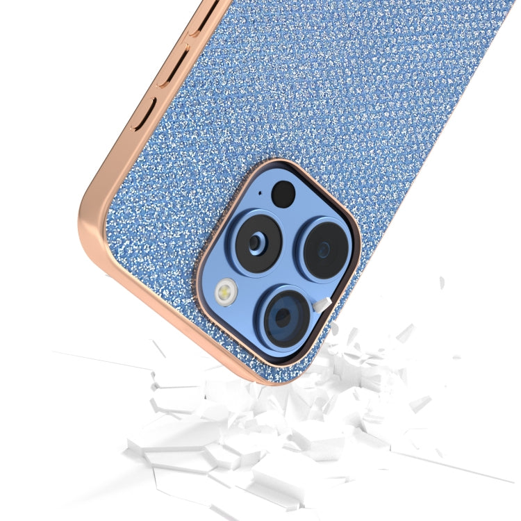 For iPhone 16 Pro Nano Plating Diamond Texture Phone Case(Blue) - iPhone 16 Pro Cases by buy2fix | Online Shopping UK | buy2fix