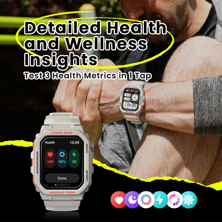 Zeblaze Ares GPS Rugged GPS Smart Watch, Support Heart Rate / Pulse Ox Blood Oxygen(Moon White) - Smart Watches by Zeblaze | Online Shopping UK | buy2fix