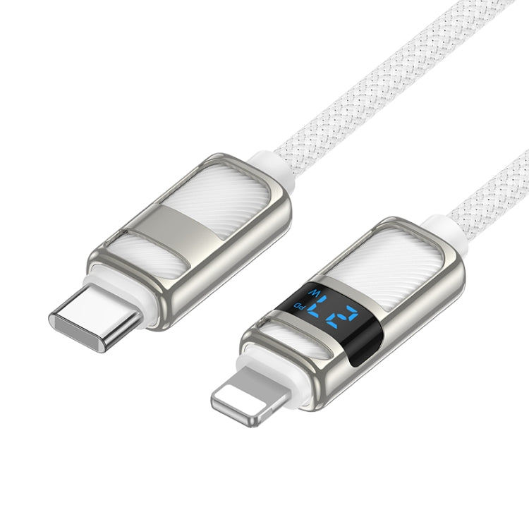 hoco U137 USB-C / Type-C to 8 Pin Line PD Charging Data Cable with Display, Length:1.2m(White) - 2 in 1 Cable by hoco | Online Shopping UK | buy2fix