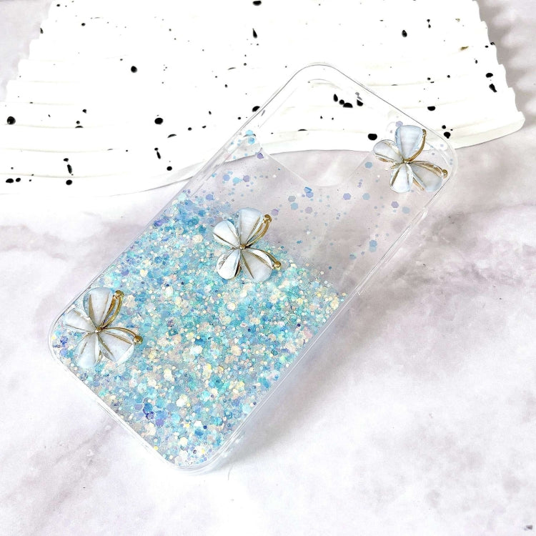 For iPhone 16 Pro Luminous Starry Sky Glitter Butterfly TPU Phone Case(Blue) - iPhone 16 Pro Cases by buy2fix | Online Shopping UK | buy2fix