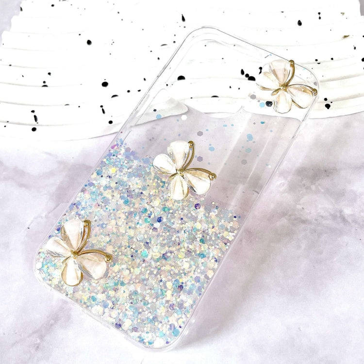 For iPhone 16 Pro Luminous Starry Sky Glitter Butterfly TPU Phone Case(White) - iPhone 16 Pro Cases by buy2fix | Online Shopping UK | buy2fix