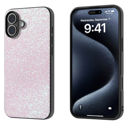 For iPhone 16 Plus Black Frame Colorful Glitter Phone Case(Glitter Pink) - iPhone 16 Plus Cases by buy2fix | Online Shopping UK | buy2fix