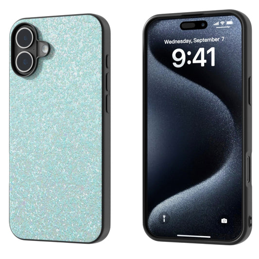 For iPhone 16 Black Frame Colorful Glitter Phone Case(Light Green) - iPhone 16 Cases by buy2fix | Online Shopping UK | buy2fix