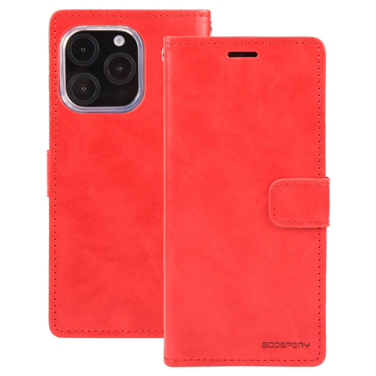 For iPhone 16 Pro GOOSPERY BLUE MOON Crazy Horse Texture Leather Phone Case(Red) - iPhone 16 Pro Cases by GOOSPERY | Online Shopping UK | buy2fix