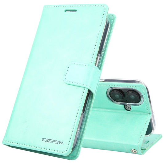 For iPhone 16 Plus GOOSPERY BLUE MOON Crazy Horse Texture Leather Phone Case(Mint Green) - iPhone 16 Plus Cases by GOOSPERY | Online Shopping UK | buy2fix