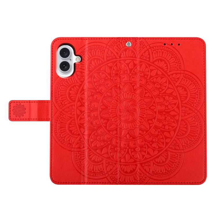 For iPhone 16 Plus Flower Embossed Leather Phone Case(Red) - iPhone 16 Plus Cases by buy2fix | Online Shopping UK | buy2fix