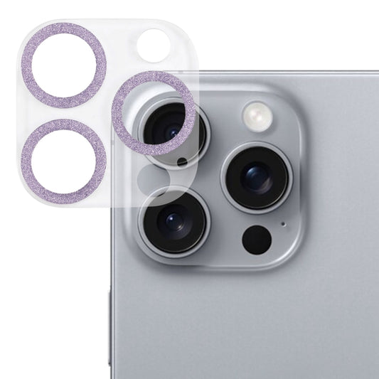 For iPhone 16 Pro / 16 Pro Max Glitter Ring Tempered Glass Camera Lens Film(Purple) - iPhone 16 Pro Max Tempered Glass by buy2fix | Online Shopping UK | buy2fix