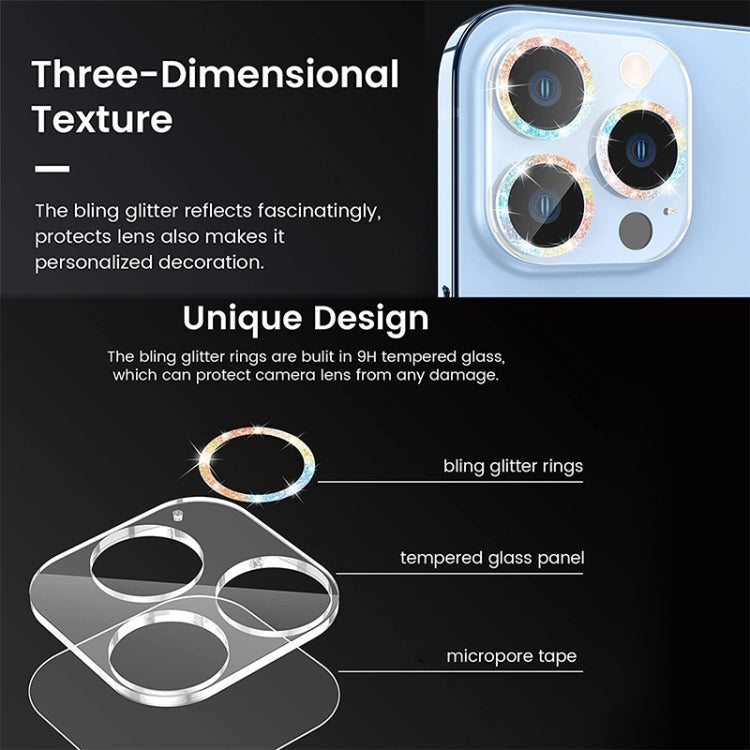 For iPhone 16 Pro / 16 Pro Max Glitter Ring Tempered Glass Camera Lens Film(Gold) - iPhone 16 Pro Max Tempered Glass by buy2fix | Online Shopping UK | buy2fix