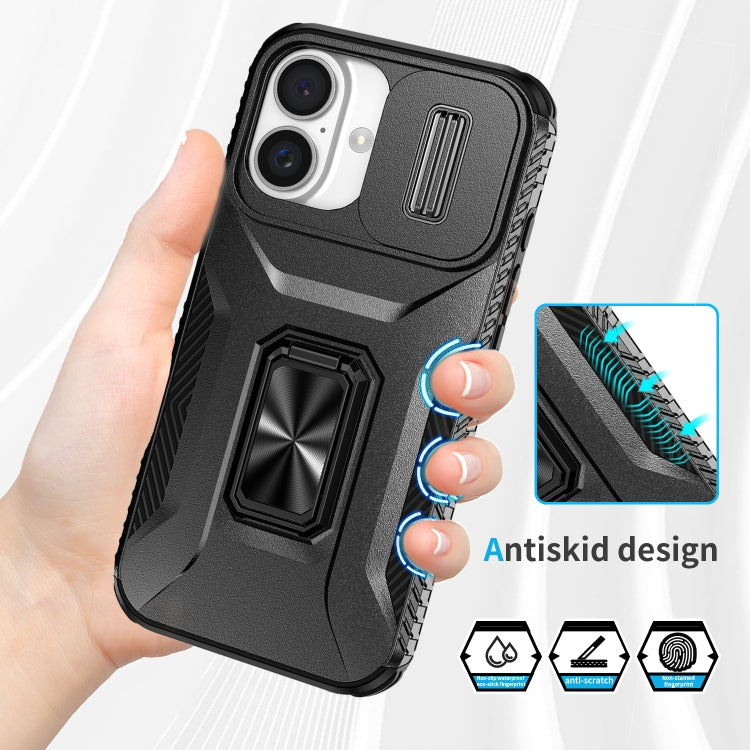 For iPhone 16 Sliding Camshield Holder Phone Case(Black) - iPhone 16 Cases by buy2fix | Online Shopping UK | buy2fix