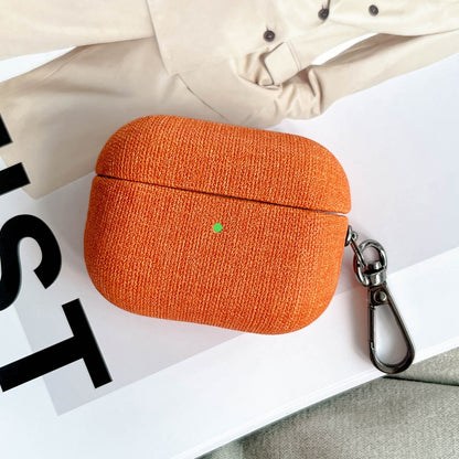 For AirPods Pro Fine Cloth Texture Earbuds Box PC Case with Hook(Orange) - For AirPods Pro by buy2fix | Online Shopping UK | buy2fix