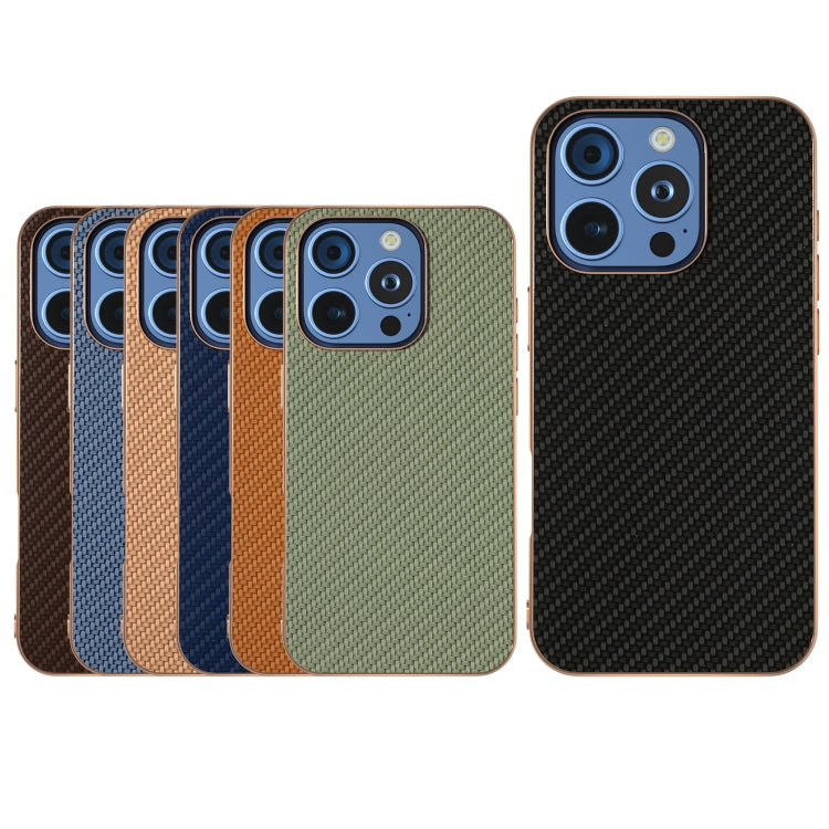 For iPhone 16 Pro Max Nano Electroplating Carbon Fiber Texture Phone Case(Brown) - iPhone 16 Pro Max Cases by buy2fix | Online Shopping UK | buy2fix