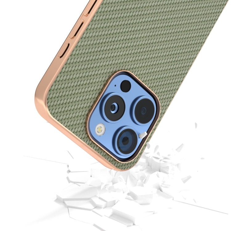 For iPhone 16 Pro Max Nano Electroplating Carbon Fiber Texture Phone Case(Green) - iPhone 16 Pro Max Cases by buy2fix | Online Shopping UK | buy2fix