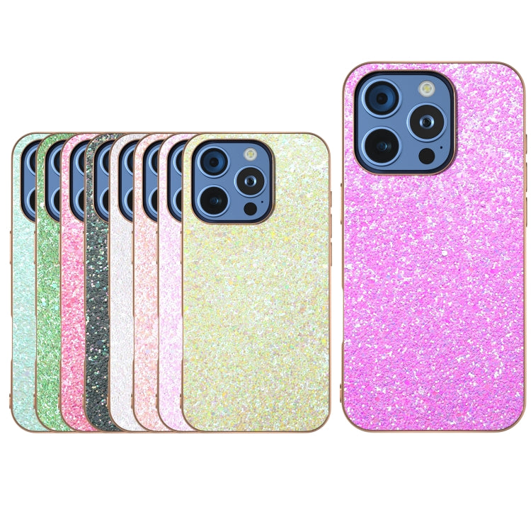 For iPhone 16 Pro Electroplating Frame Colorful Glitter Phone Case(Dark Green) - iPhone 16 Pro Cases by buy2fix | Online Shopping UK | buy2fix