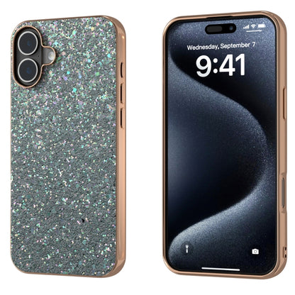 For iPhone 16 Plus Electroplating Frame Colorful Glitter Phone Case(Black Green) - iPhone 16 Plus Cases by buy2fix | Online Shopping UK | buy2fix