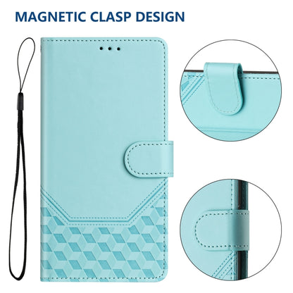 For Boost Mobile Celero 5G 2024 Honeycomb Embossing RFID Leather Phone Case(Mint Green) - More Brand by buy2fix | Online Shopping UK | buy2fix