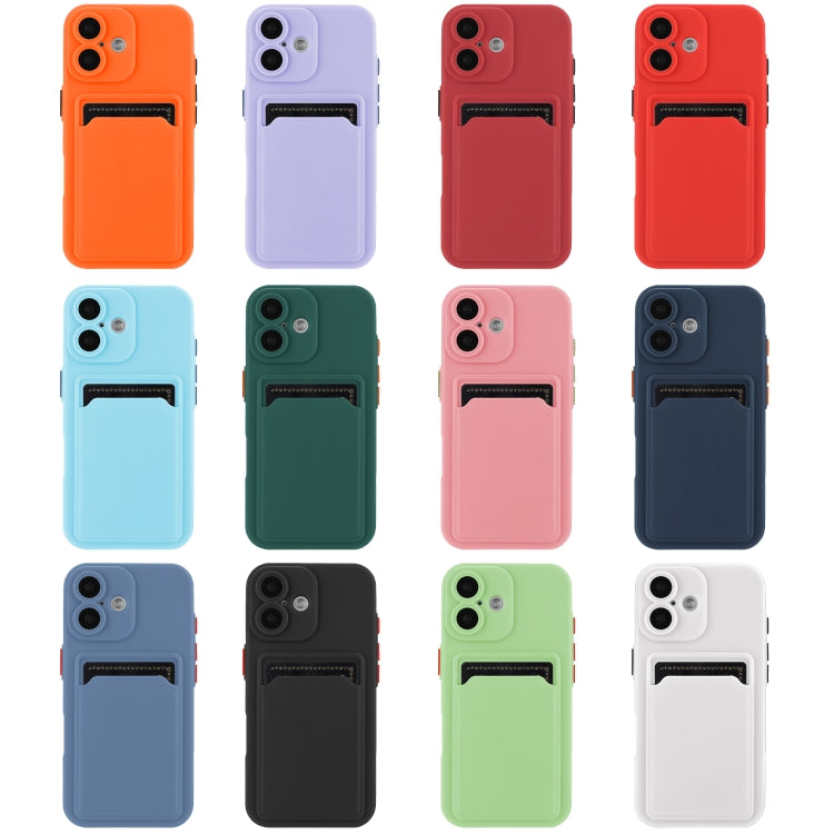 For iPhone 16 Skin Feel Card Contrast Color Button TPU Phone Case(Dark Green) - iPhone 16 Cases by buy2fix | Online Shopping UK | buy2fix